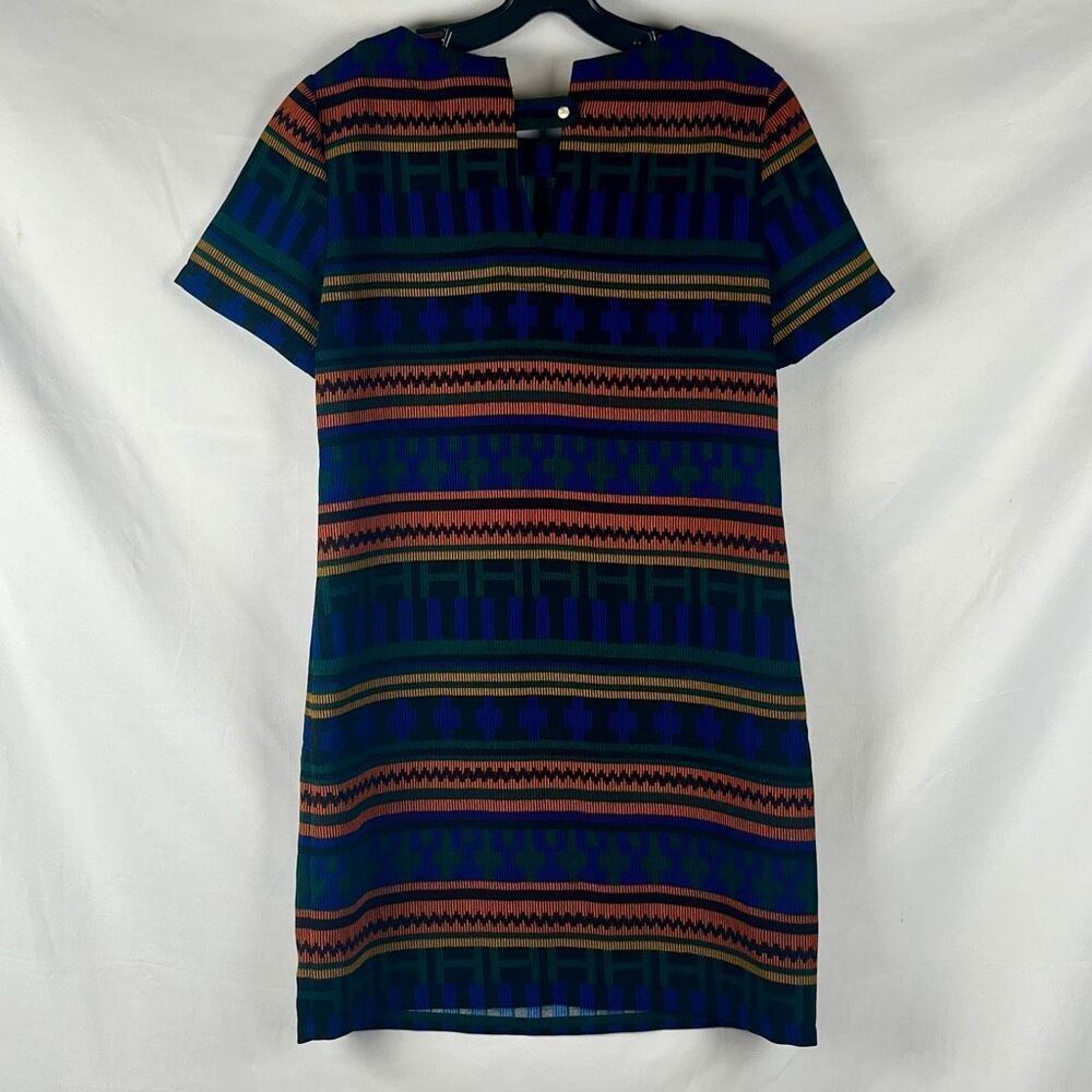 Color Block Colorful Geometric Short Sleeve Mini Dress Medium - Picture 2 of 10